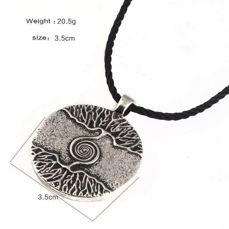 Vikings Amulet Tree of Life Round Silver Color Big Pendant Stainless Steel Chain Necklace Norse Viking Jewelry Talisman H260312