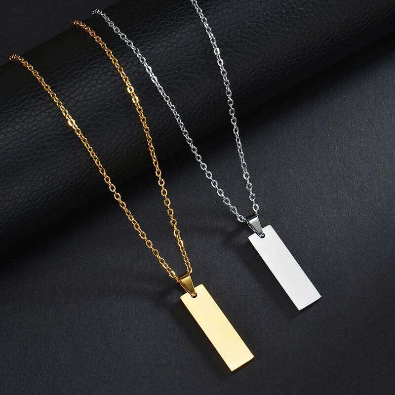 Bluelory Personalized Couple Name Necklace GoldColor Stainless Steel Engrave Date Names For rs Women Men Custom Jewelry Gift H260312