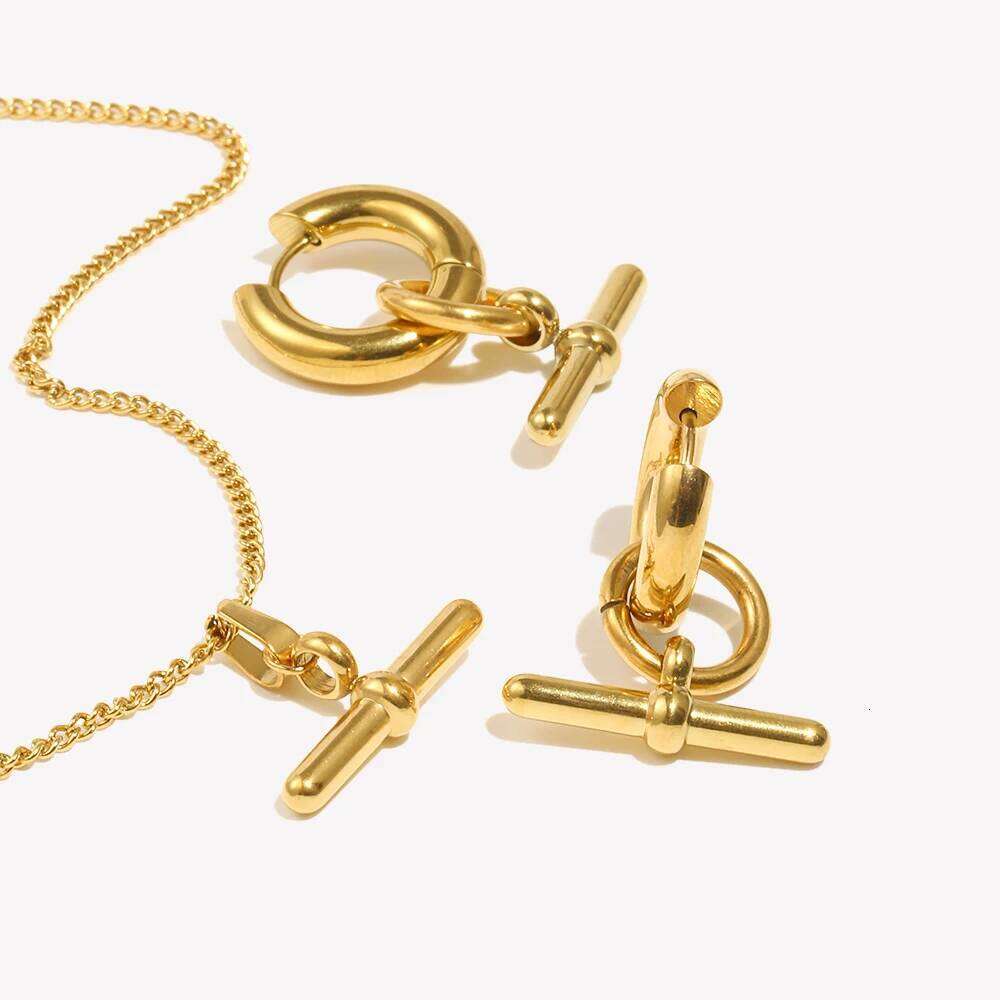 E.B.belle Stainless Steel 18K Plated Minimalist Design T Bar Pendant Necklace For Woman Girl's Ladies Gold Jewelry H260312