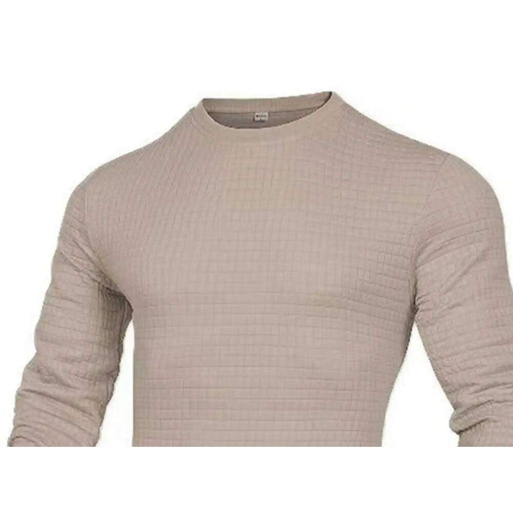 Men's coat fashion small Waffle youth round neck jacquard check hoodie 26Y0313