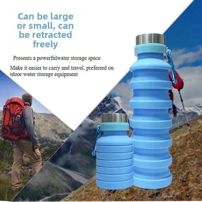 Food Grade Silicone Foldable Water Bottle, Creative and Portable, Suitable for Outdoor Sports, Lightweight, Easy To Fold Z260314
