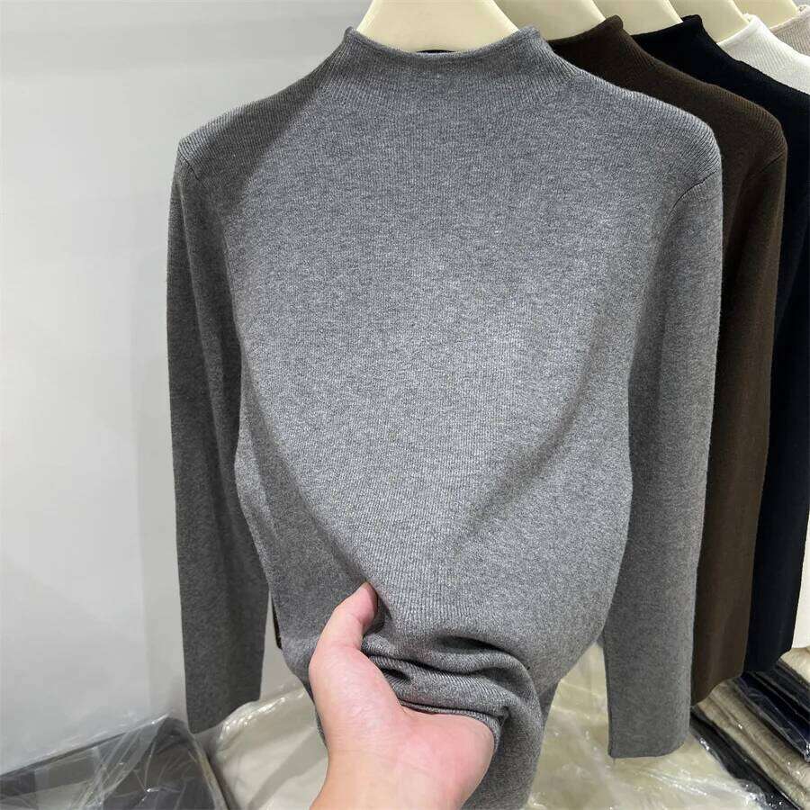 Women Warm Casual Jumpers Solid Versatile Slim Pullover Autumn Winter Turtleneck Sweater Korean Fashion Knitwear Base Layer Tops Z260313