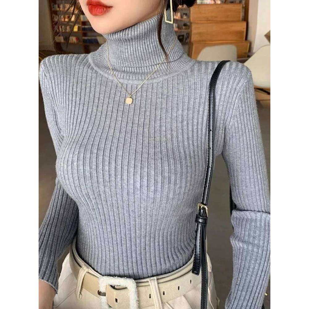 2025 Autumn Winter Thick Turtleneck Sweater Casual Slim Knitted Pullover Korean Style Simple Base Layer Warm Tops Z260314