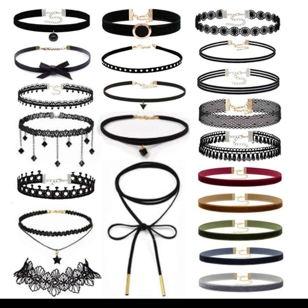 Handmade Velvet Lace Vintage Choker Necklace for Women Collar Torques Trendy Neck Jewelry Stretch Charm Gothic Punk Black Heart H260312