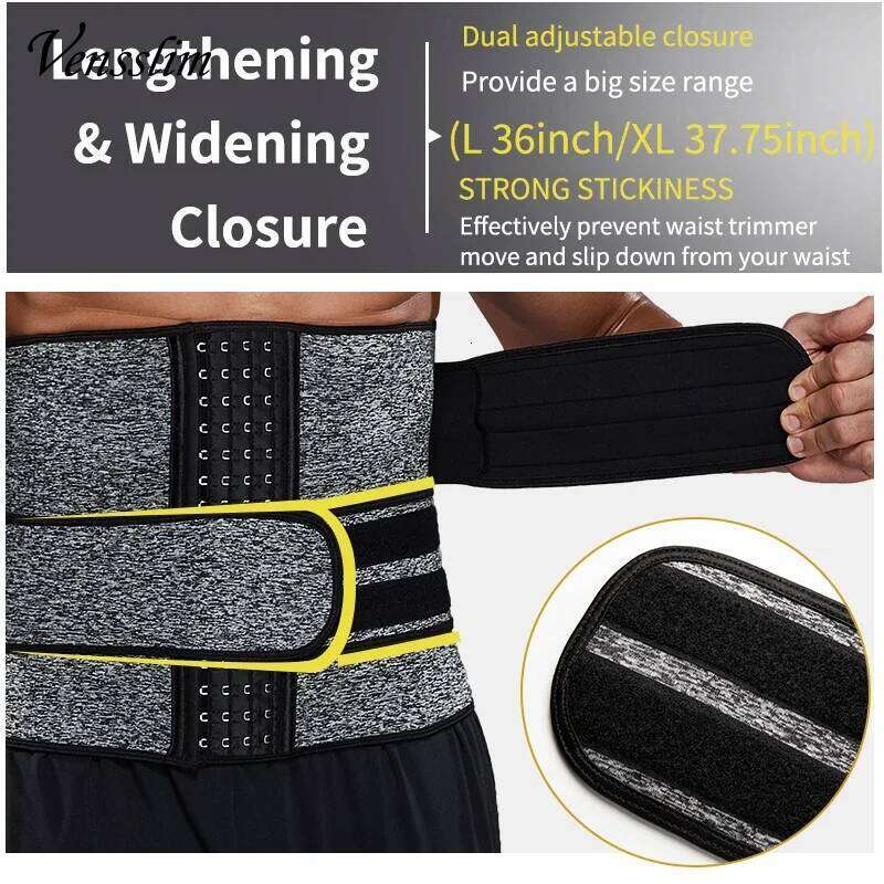 Vensslim Men Waist Body Shapers Slimming Belt Sheath Weight Loss Belly Cinchers Workout Trimmer Corset Sauna Sweat Strap 26Y0313