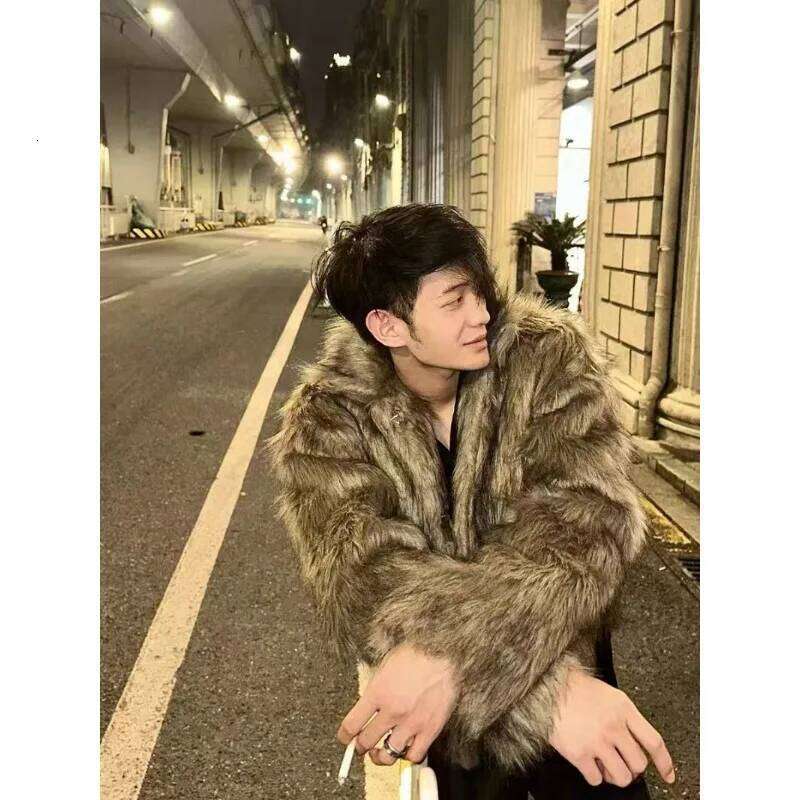 Men's Warm Winter Thickened Faux Fox Fluffy New Trendy Overcoat Comfortable Fashion Fur Coat Men Jackets Z260313