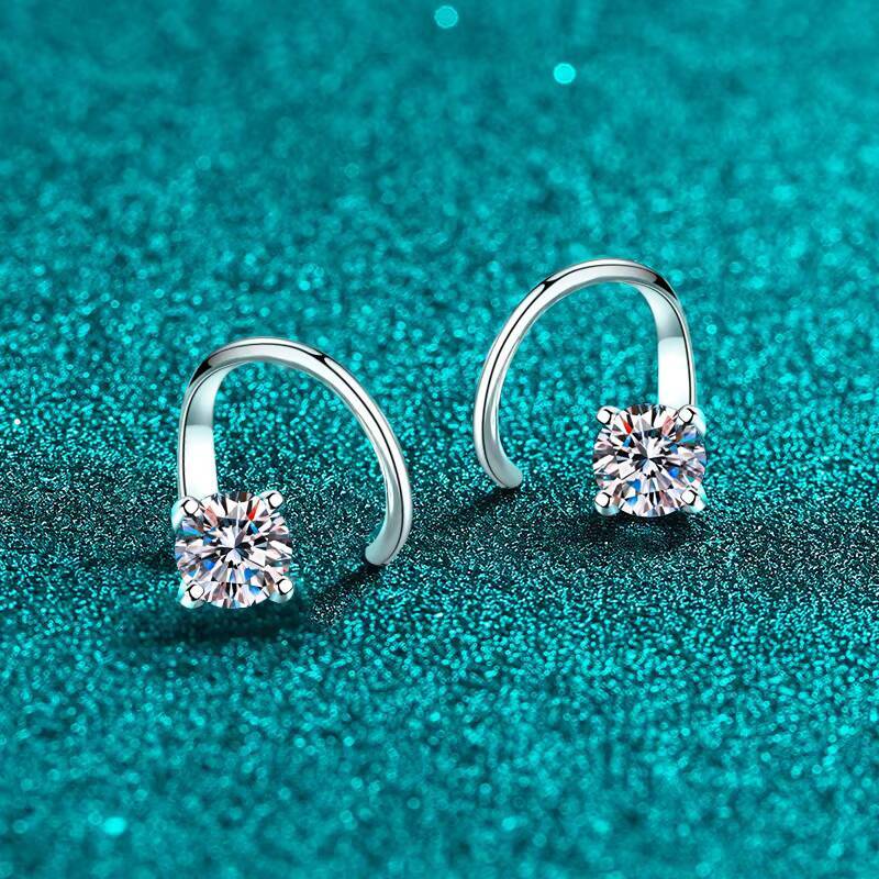 Luxury 925 Sterling Silver Moissanite Stud Earrings VVS1 Diamond Sparkling Hook Earrings Jewelry Women Custom Earring