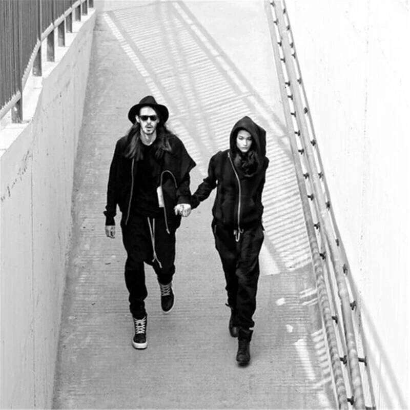 2025 New Hoodies Men Zipper Cardigan Harajuku Black Sweatshirts Hip Hop Swag Skateboard Streetwear Cloak Y2K Hooded Jacket Coat Z260314