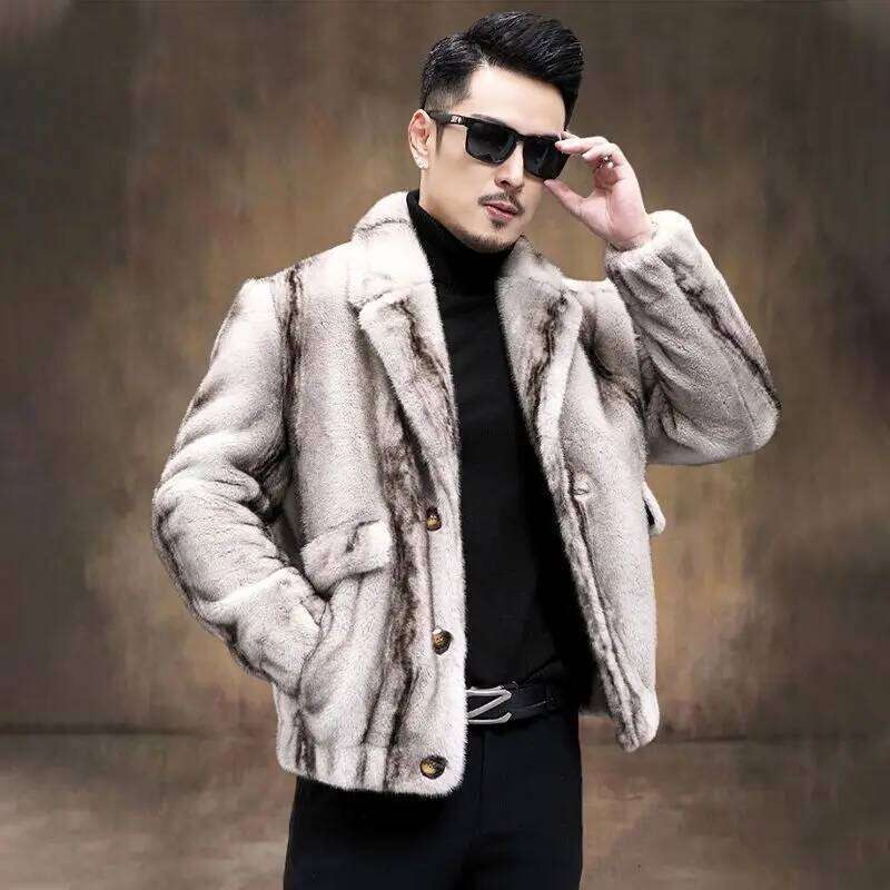 Mens Faux Men Ferret Men's Tailored Collar Male Coat Imitation Mink Fur Winter Man Jacket Luxury Z260313