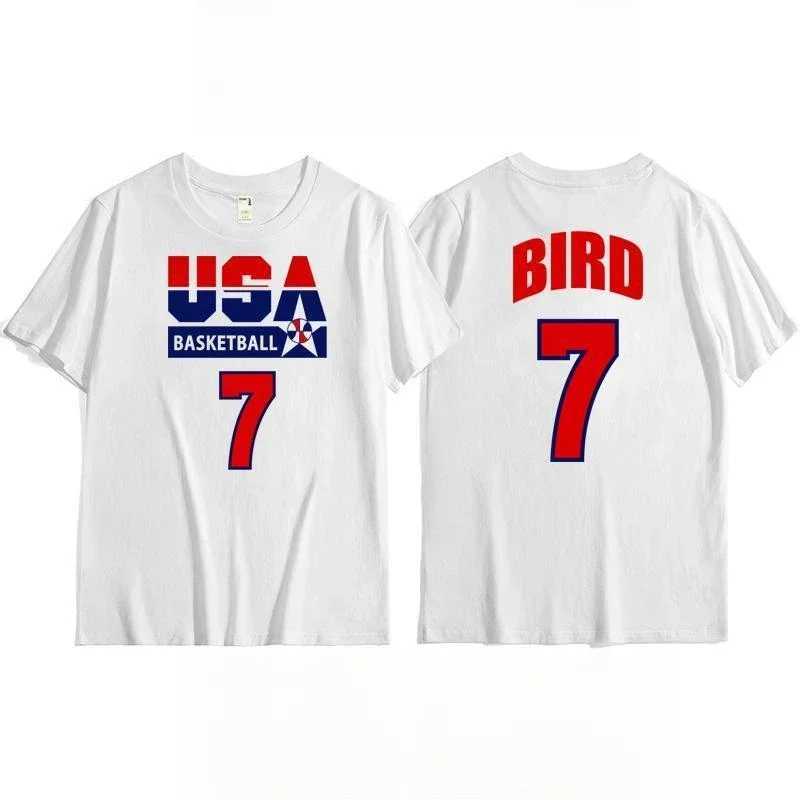 Us mens basketball team training T-shirt top retro sporty casual short-sleeved breathable quick-drying high-quality sportswear D260313