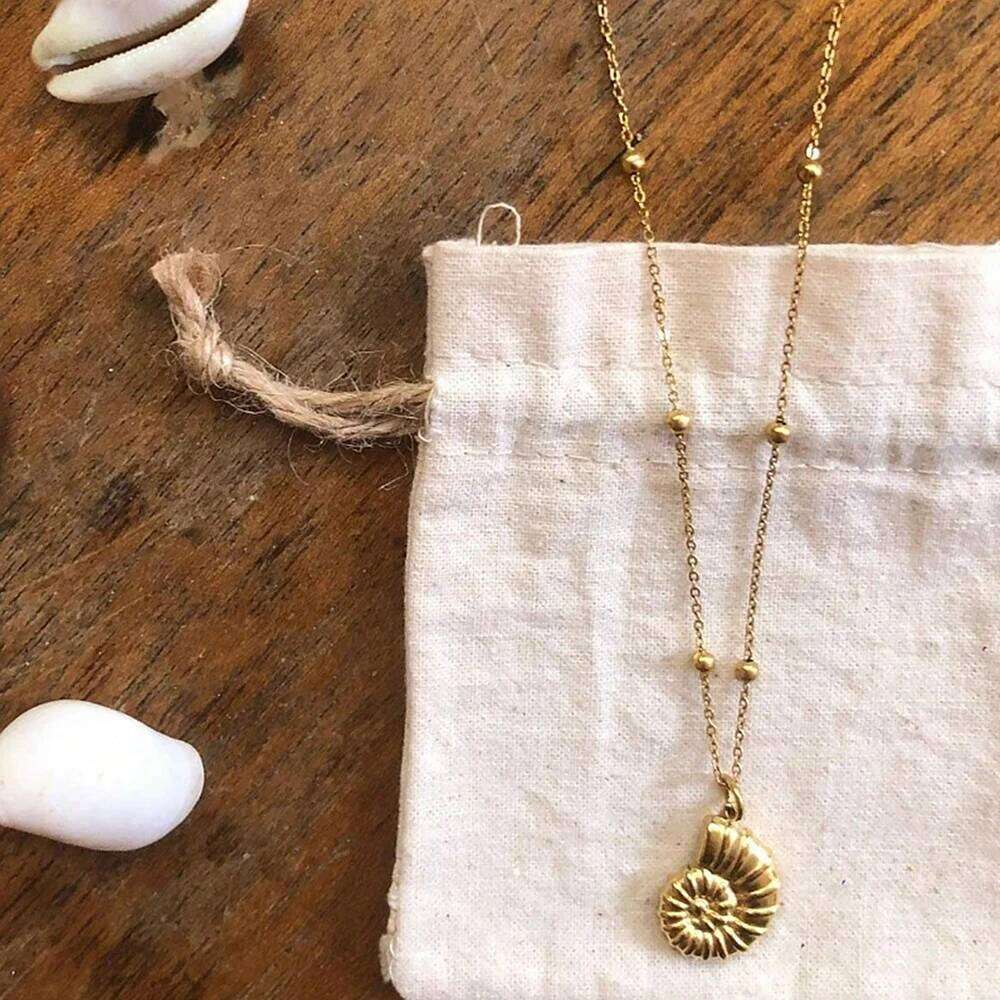 DGIDDK Bohemian Style Stainless Steel Nautilus Shell Ocean Beach Necklace Conch Handmade Jewelry For Women Daily Wear H260312