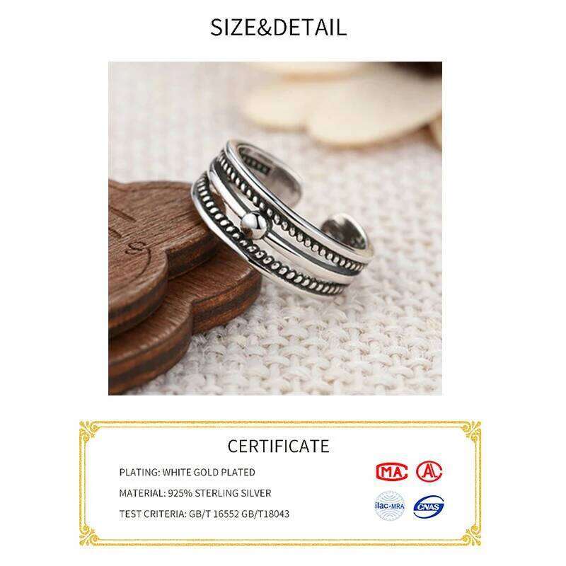 925 Sterling Silver 3 layers vintage open Women Jewelry Beautiful Finger Open Rings For Party Birthday Gift H260312