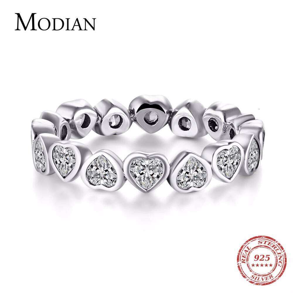 Modian Fashion Classic Cubic Zirconia Real 925 sterling silver Hearts Eternity Simulated Ring Bands Jewelry H260312