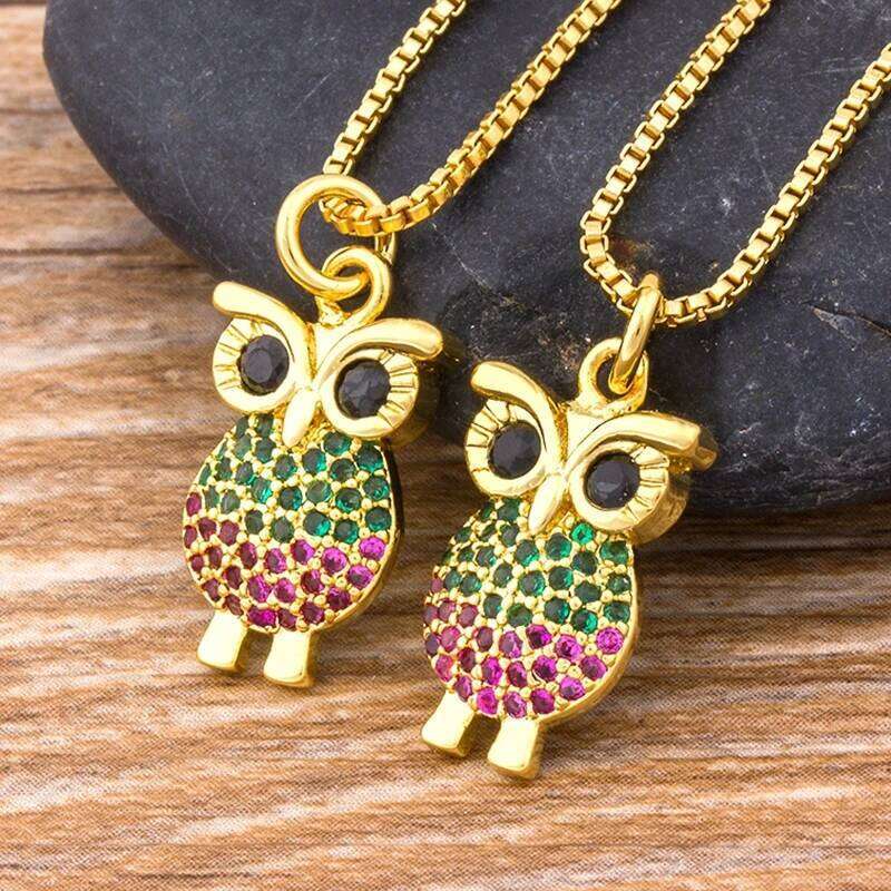Nidin New Arrival Charm Fashion Owl Pendant Long Sweater Chain Necklaces Vintage Statement Animal Rhinestone Jewelry For Women H260312