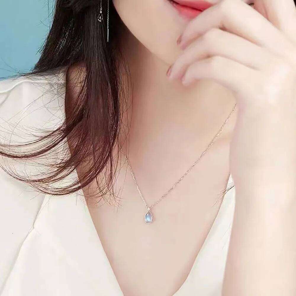Moonstone Necklace Thin Chain Dainty Teardrop Pendant Hypoallergenic Women Neck Jewelry Elegant Gift for Girls Teens H260312