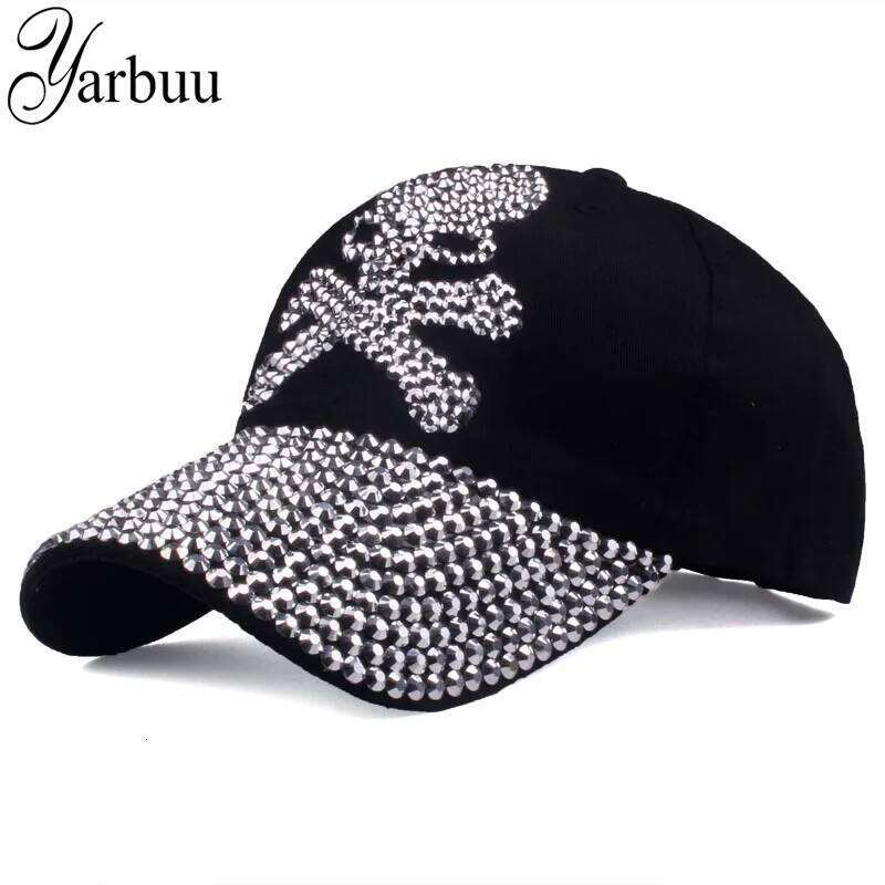 YARBUU Unisex Rhinestones Skull Baseball Casual Fashion High Quality Peaked Cap for Women And Men Z260313