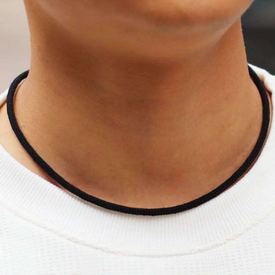 New Simple Style Men Necklace Grade A 4mm Milan Rope Stainless Steel OT Buckle Collar 18inches 24 inches Lucky Red Thread Colar H260312