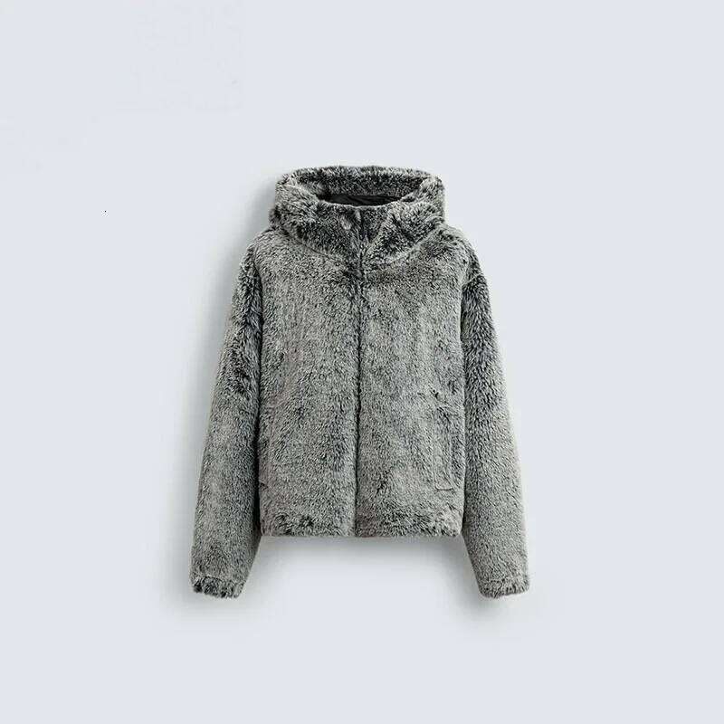 WTHT Fashion Men's Solid Color Thicken Faux Fur Coats Trendy American Style Hooded Loose Jackets Male 2025 Autumn 2A2284 Z260313