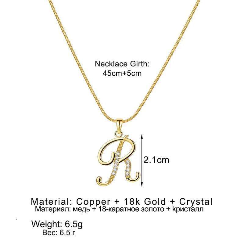 Gold Color Letter Pendant Necklace for Women Zircon Crystal Snake Chain Choker Alphabet Irregular A-Z Accessories Jewelry Gifts H260312
