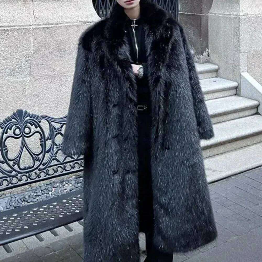 Mens Faux Fur Furry Warm Autumn Winter Streetwear Fashion Trend Youth Soft Comfort Mid-Length Coat Men'S Clothing JJ770 Z260313