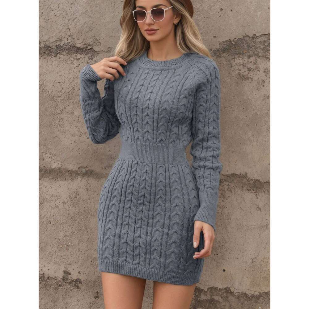 2025 Autumn Winter Women Sweater Dress O-neck Long Sleeve Bodycon Mini Dresses Casual Slim Female Knitted Outwear Z260313