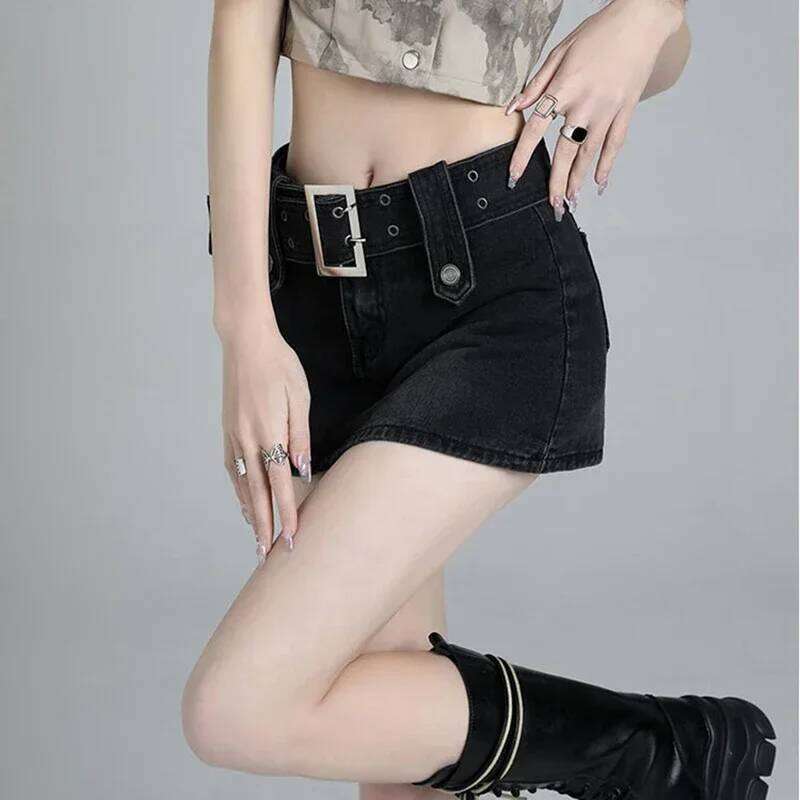 Ins Women American High Waist Gothic Jeans Girls Vintage Wrap Hips Denim Dress Female Streetwear Blue Black A Line Skirts Z260314