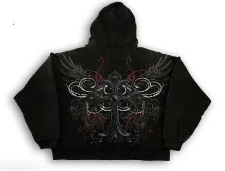 Y2K Hip Hop Hoodie Gothic American Skull Print Zipper Sports Long Sleeve Men's and Women's Retro Fashion Street Casual Jacket Z260315