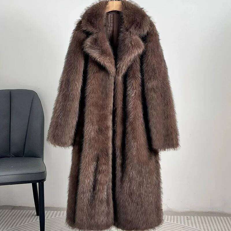 Fox Imitation Women's 2025 New Winter & Faux Fashion Lapel Solid Color Casual Wear Women Fur Coat H372 Z260313