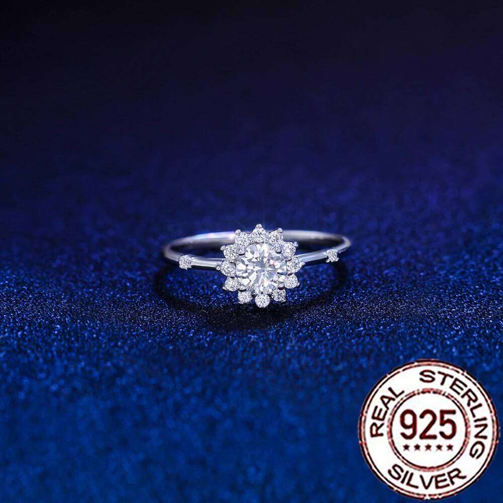 CWWZircons S925 Sterling Silver Romantic Cluster Flower Cubic Zircon Ring for Women Bridal Wedding Engagement Jewelry Gift SR063 H260312