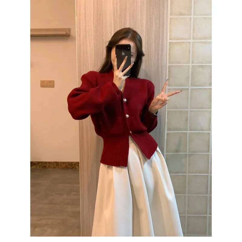 Vintage Knitted Cardigan Women'S V Neck Single Breasted New Sweater Top Streetwear Jacket Coat Long Sleeve Casual Autumn Winter Z260313