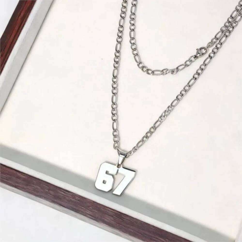 Minimalist Stainless Steel 67 Pendant Necklace for Women Men Lucky Number Trend Chain Party Jewelry Gifts H260312