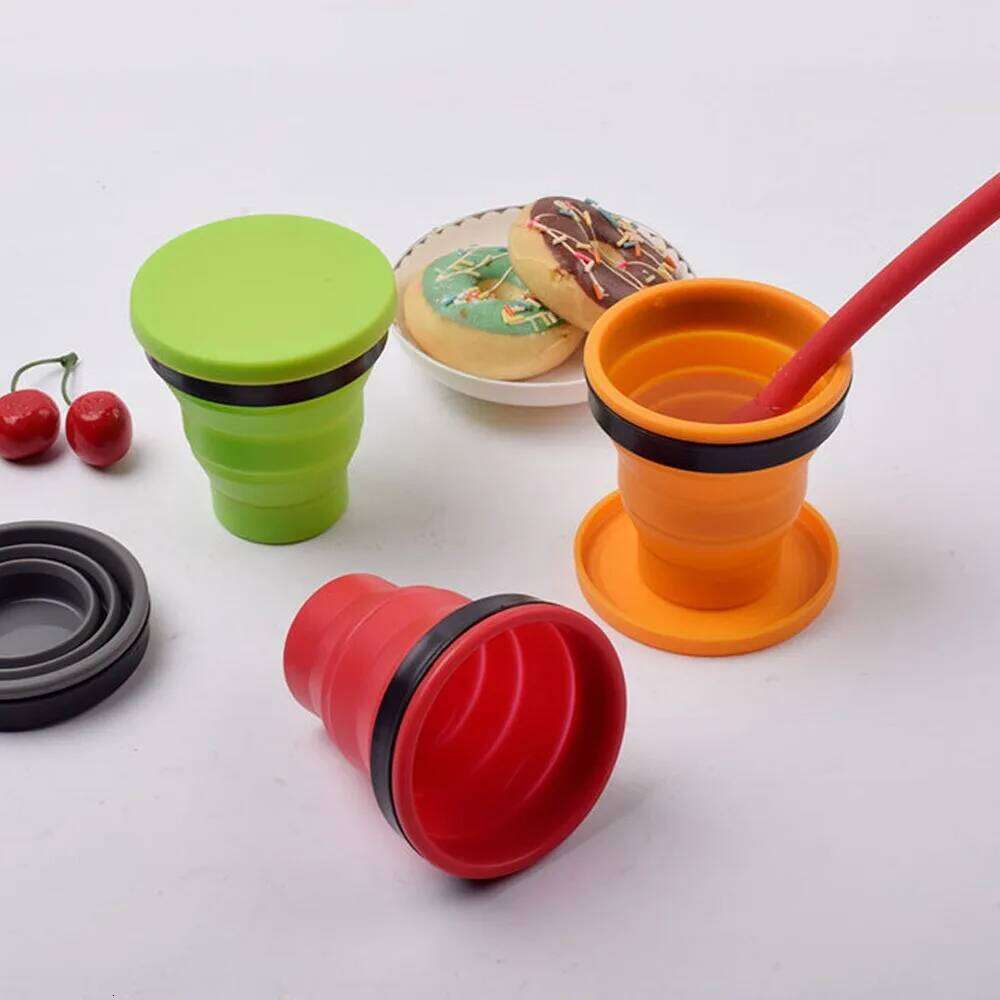 200ml Silicone Cup BPA Free with Lid Portable Outdoor Mug Reusable Travel Collapsible Water Bottle Z260314