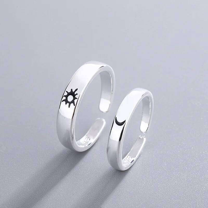 New Personality Sun And Moon Star Couple 925 Sterling Silver Jewelry Simple Exquisite Popular Opening Rings R183 H260312