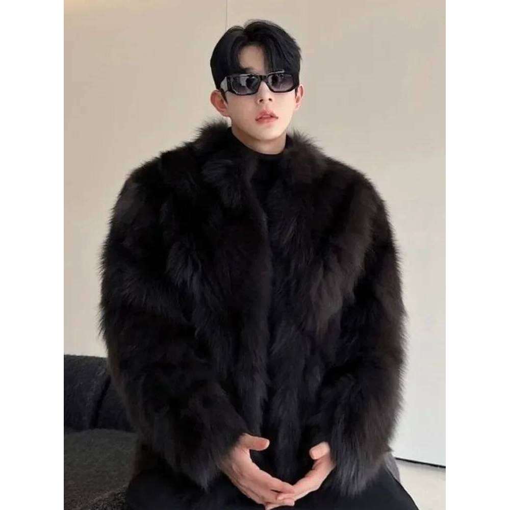 imitation Thickened Men Fox Coat Male Warm Overcoat Long Sleeve Winter Faux Jacket Fluffy Plush Fur Coats JJ1027 Z260313