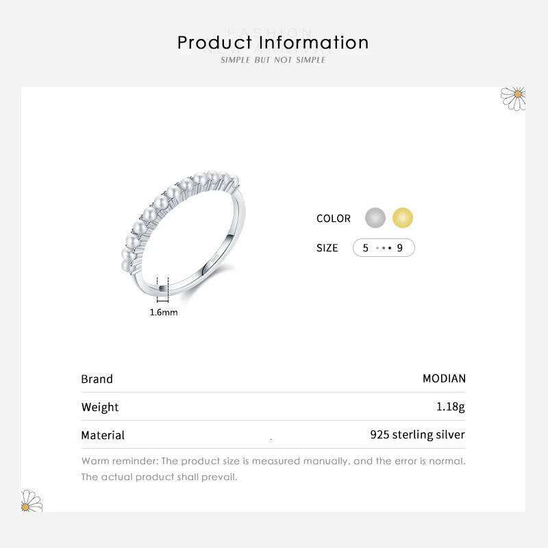 MODIAN 925 Sterling Silver Elegant Small Round Pearl Finger Rings For Women Gold Color Fashion Fine Jewelry Anniversary Gift H260312