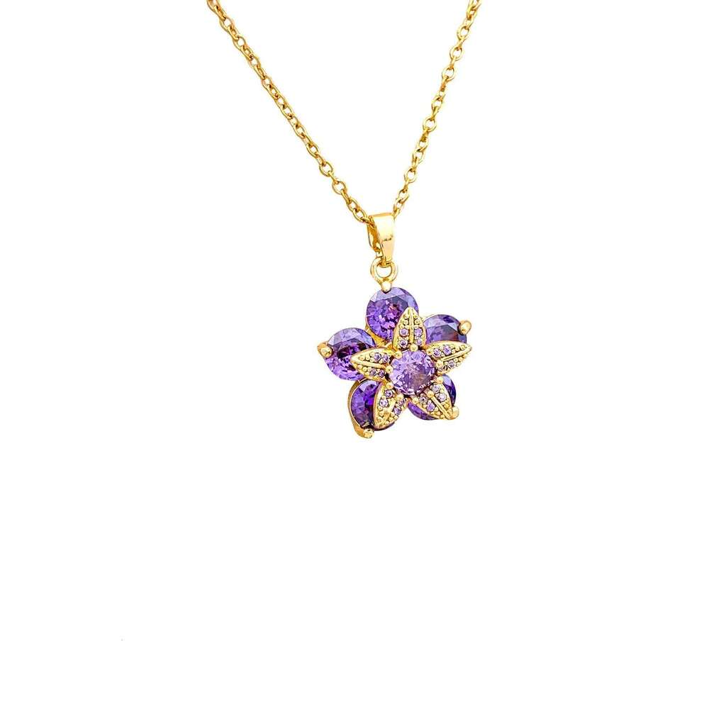 Fashionable Sunflower Flower Necklace Rotatable Cross-Border Design Sense Accessory Versatile Titanium Steel C... H260312