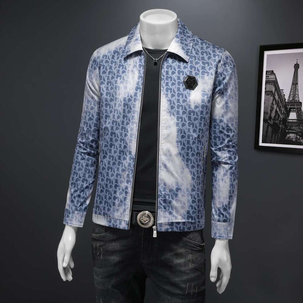 Men's European-Style Cross-Border Printed Slim-Fit Tops, Fashionable, Trendy, Casual, Versatile Jackets For Men