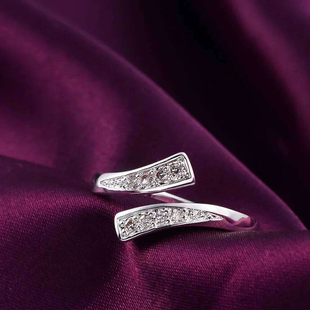 Hot 925 Sterling Silver crystal Ring For women adjustable size Fashion party engagement wedding Jewelry Holiday gift H260312