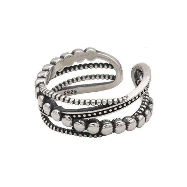 Vintage Punk 925 Sterling Silver Rings Fashion Simple Twist Weaving Multilayer Geometric Party Jewelry Gifts for Women H260312