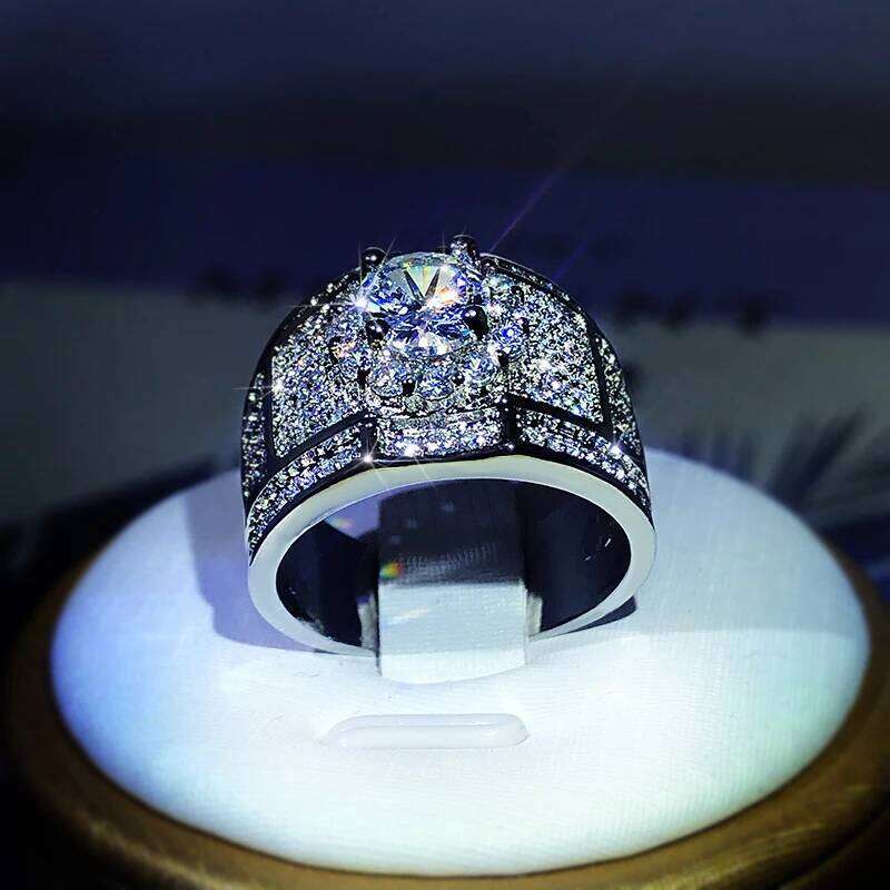 925 Sterling Silver Hot AAA White Zircon Engagement Rings For Women Men Trendy Female Male Jewelry Birthday Wedding Party H260312