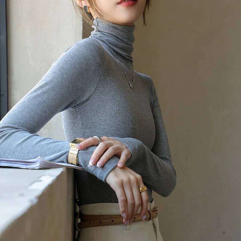 Autumn New Turtleneck basic Knitted Pullovers High-End Sense Temperament Long Sleeve Sweaters Fashion Slim Fit Bottoming Tops Z260313