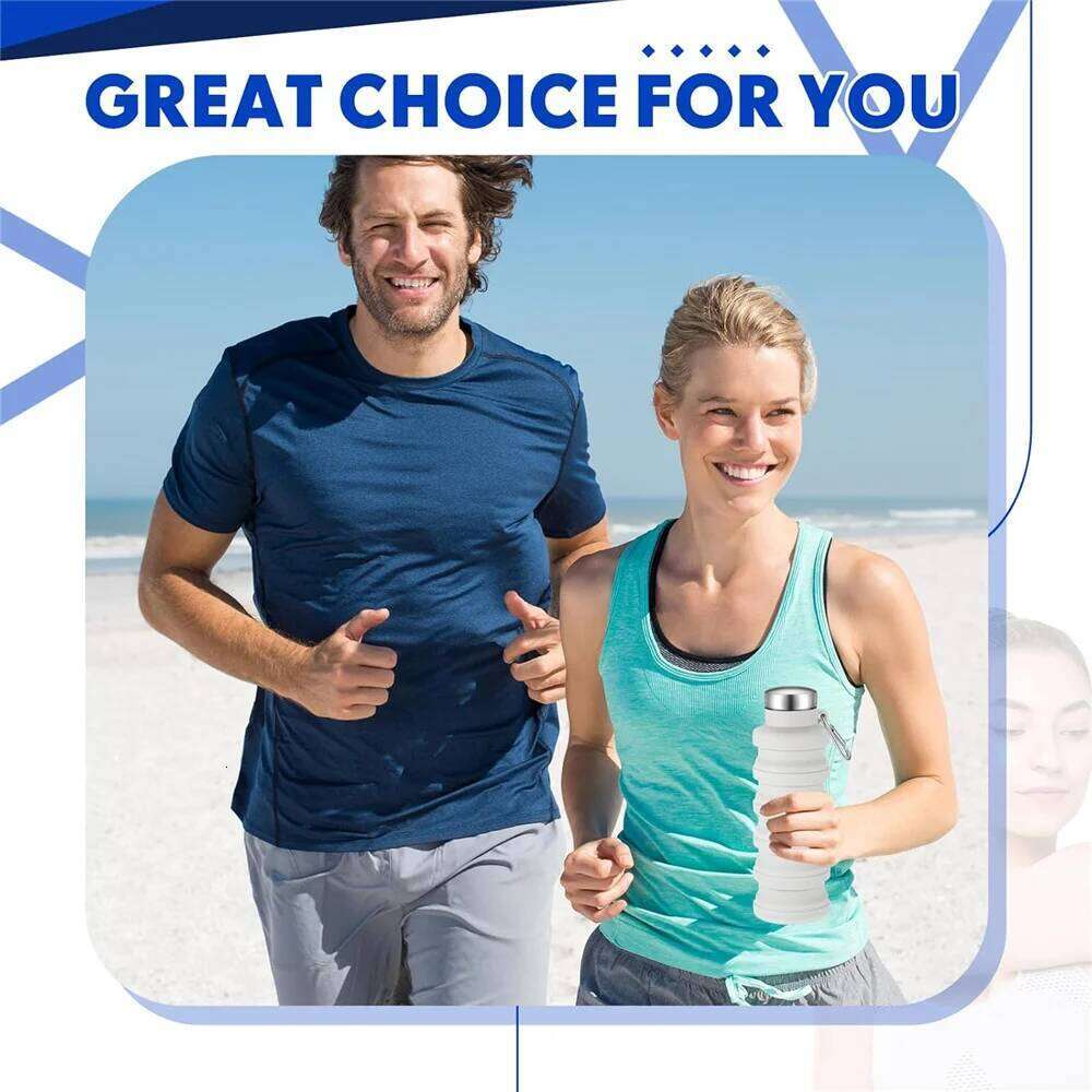 Collapsible Bottles Travel Foldable Portable Water Bottle Silicone Reusable Leakproof for Camping Hiking Cycling Z260314