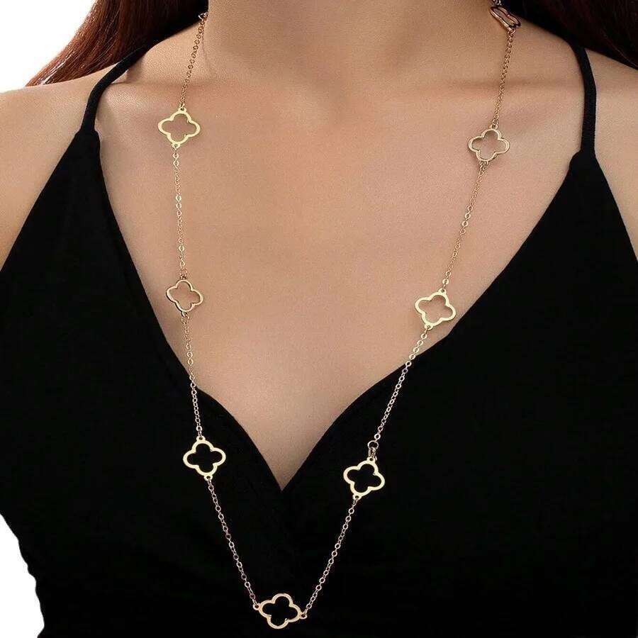 Necklace Cr Pendant Station Necklaces for Women 18K Gold Plated Stainless Steel Lucky Jewelry H260312