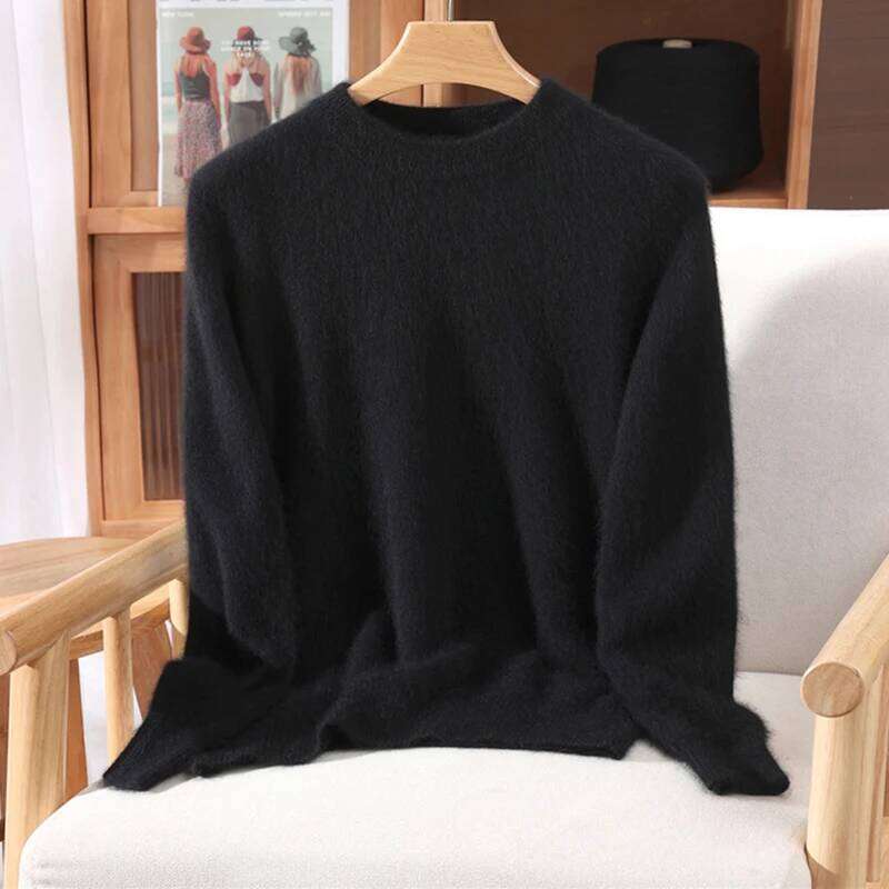 Women's O-Neck Casual Loose Exquisite Soft Warm 100% Mink Cashmere Sweater Autumn Winter Pullover Fashion Solid Clothing Tops Z260314