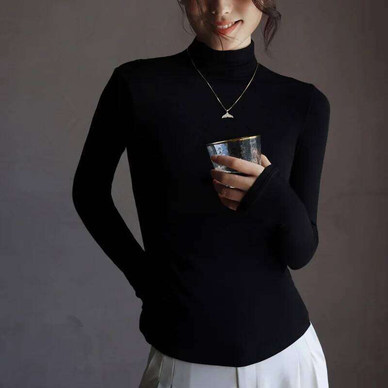 Women's Solid Innerwear Pullovers Sweaters Autumn Winter Casual Long Sleeve Bottoming Tops High Quality Half-High Collar Jumpers Z260313