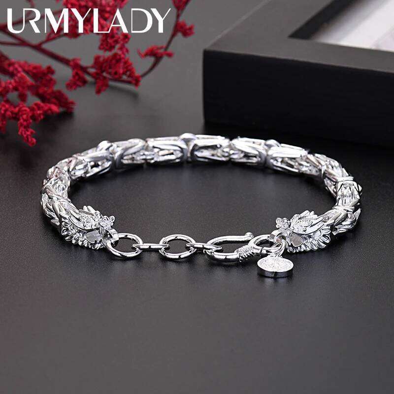 925 Sterling Silver Exquisite dragon head Chain bracelets for man women fashion jewelry wedding party holiday gifts Z260313