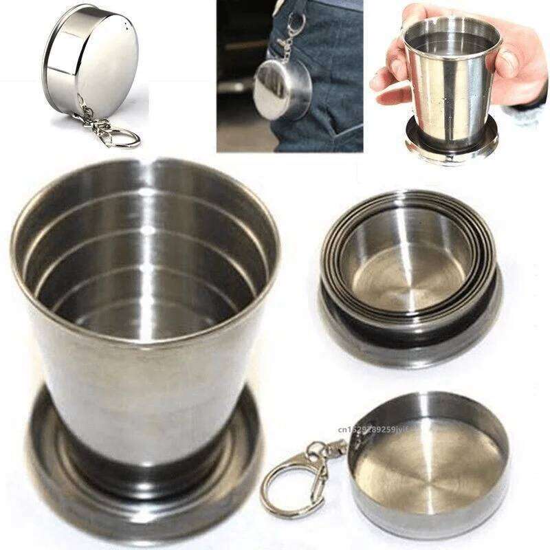 1pc Stainless Steel Folding Mini Telescopic Water Outdoor Camping Hiking Travel Collapsible Cup Z260313