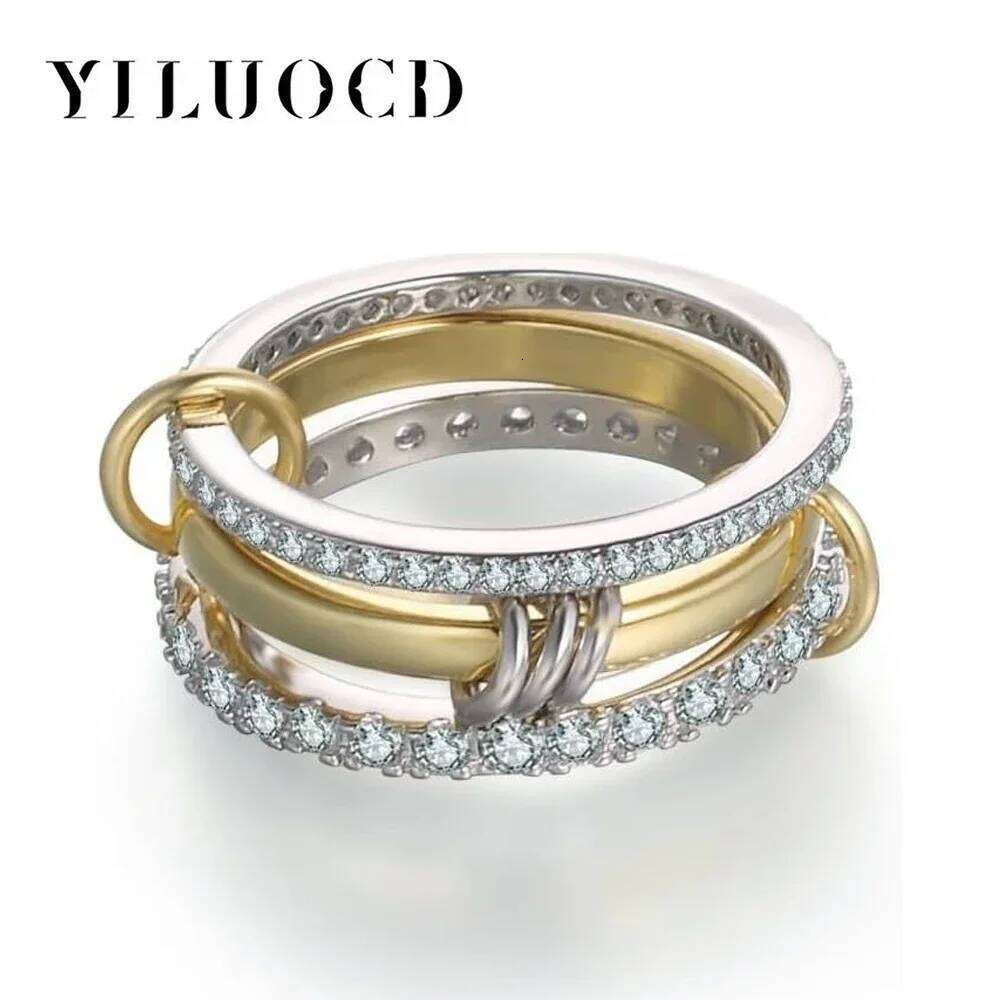 2025 New Arrived Gold Plated 3 Circle Stacking Rings for Women Micro Paved 5A Cubic Zirconia Ring Stackable Full Finger Jewelry H260312