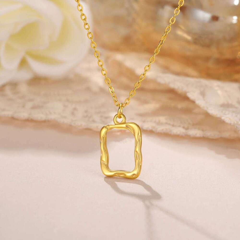 Skyrim Irregular Quadrilateral Pendant Necklace Women Girls Stainless Steel Neck Chain Minimalist Trendy Geometric Jewelry Gift H260312