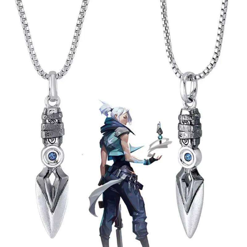 Valorant Jett Women Men Fashion Gamer Jewelry Accessories Knife Pendant Necklace Gift for Her H260312